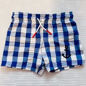 Cat & Jack Baby Boys Gingham Check Swim Trunks, Size 12M